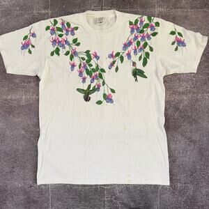 Men's Vintage 90's Cotton Grove Humming Bird Floral All Over Print T Shirt Sz L